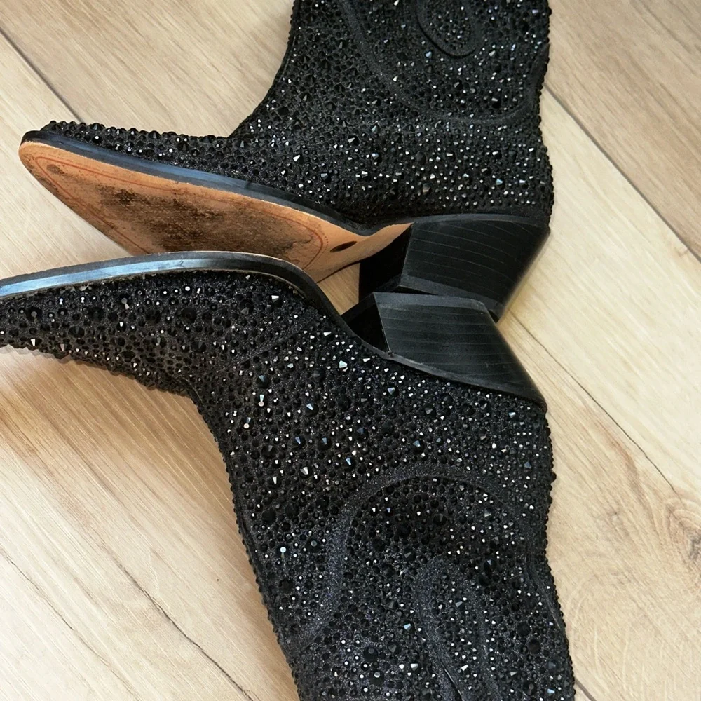 Jessica Simpson black rhinestone booties size 6 - Picture 10 of 12